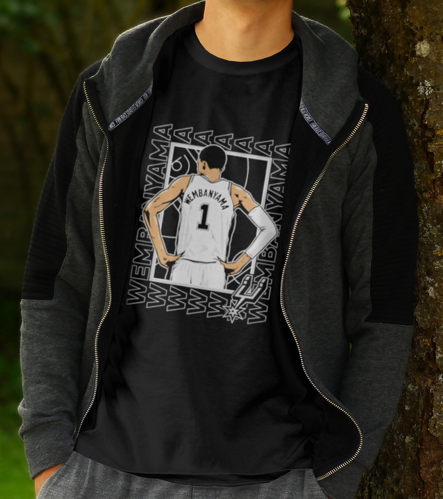 Wembanyama Spurs Number 1 Pose San Antonio Repeated Name T-Shirt
