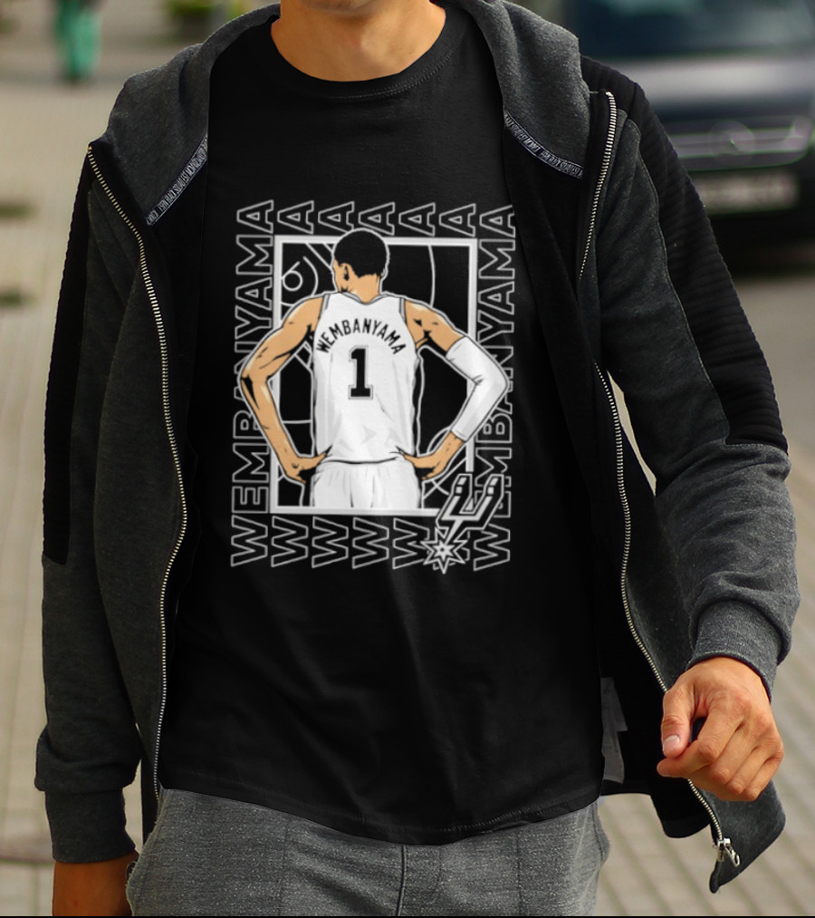 Wembanyama Spurs Number 1 Pose San Antonio Repeated Name T-Shirt