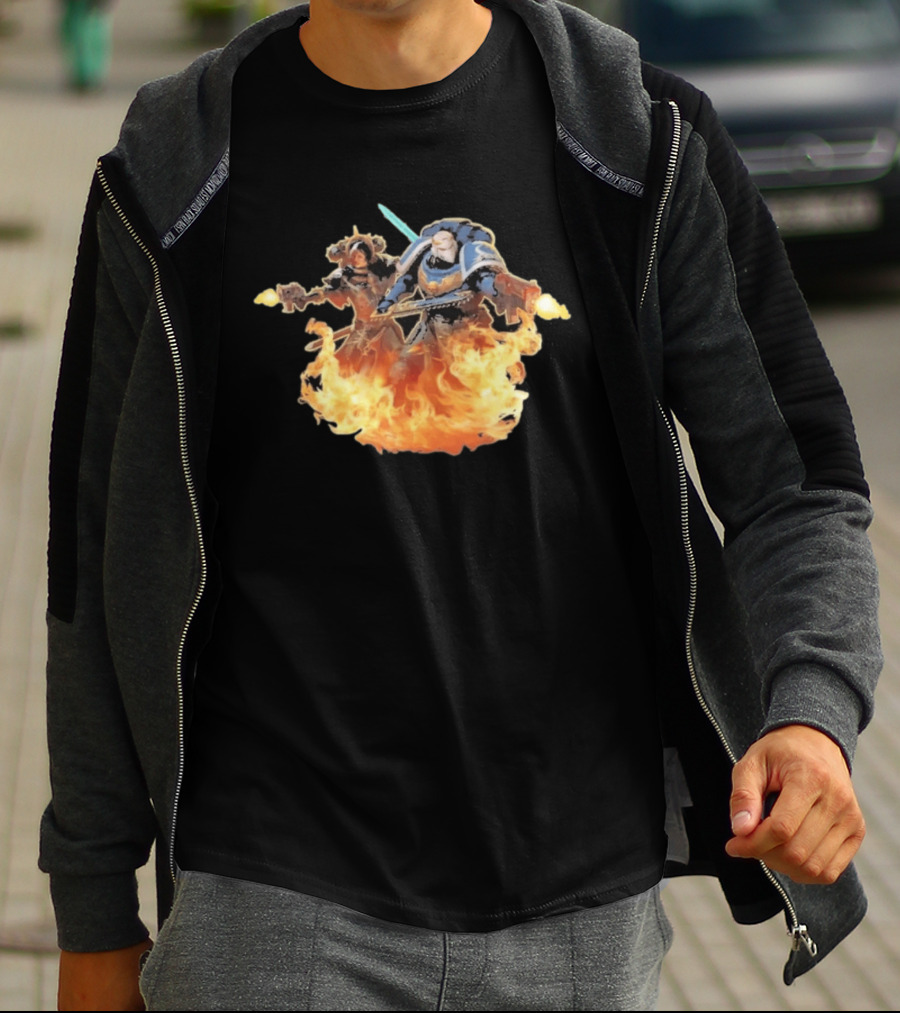 Warhammer 40 000 Boltgun II Double Battle Flames T-Shirt