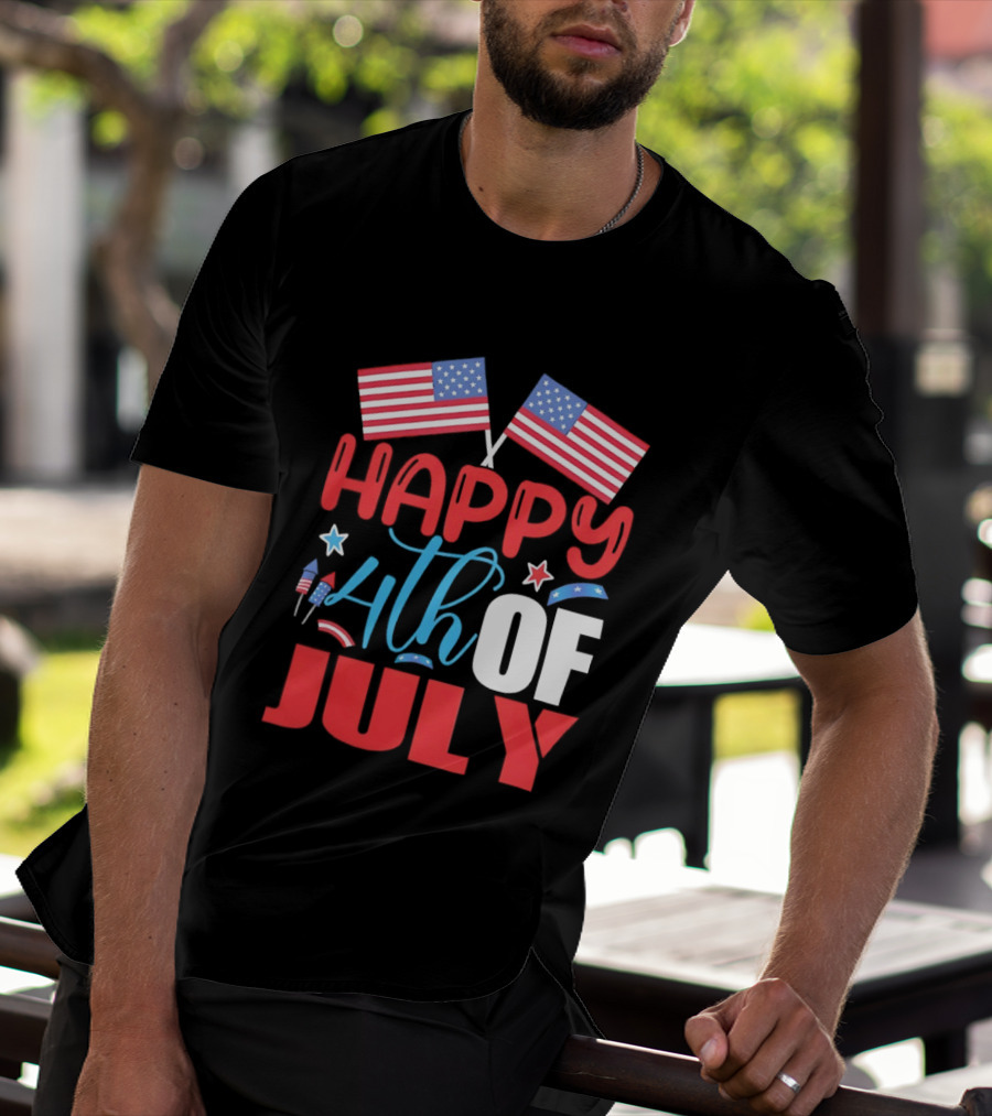 American Independence Day Happy 4th Of July USA Flags Celebration T-Shirt