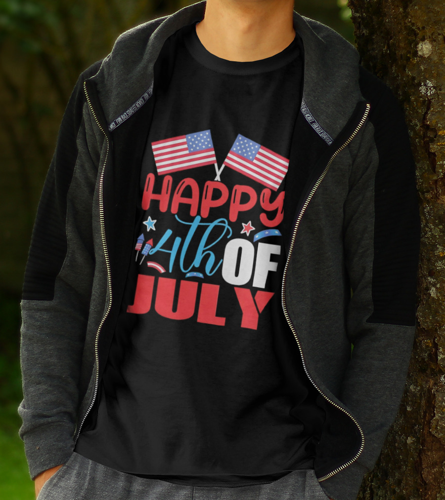 American Independence Day Happy 4th Of July USA Flags Celebration T-Shirt