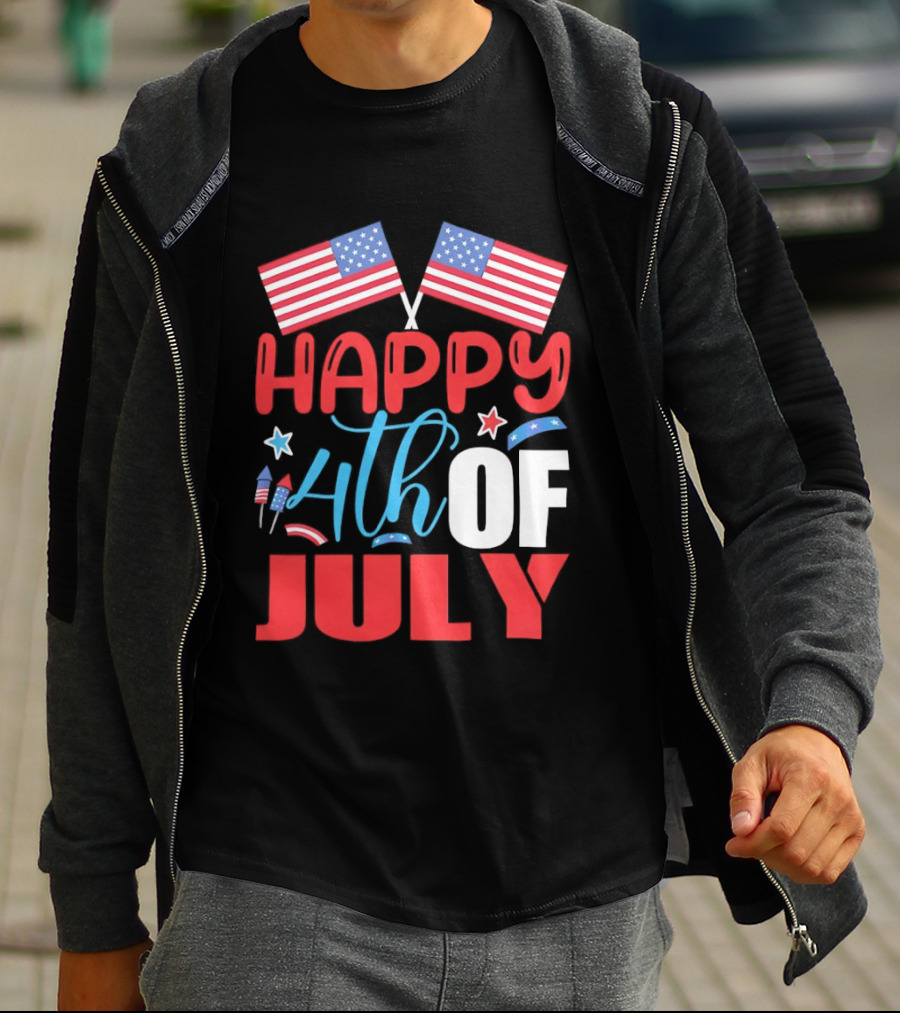 American Independence Day Happy 4th Of July USA Flags Celebration T-Shirt