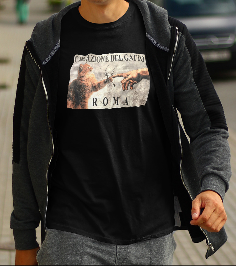 Creazione Del Gatto Cat Artwork Roma T-Shirt
