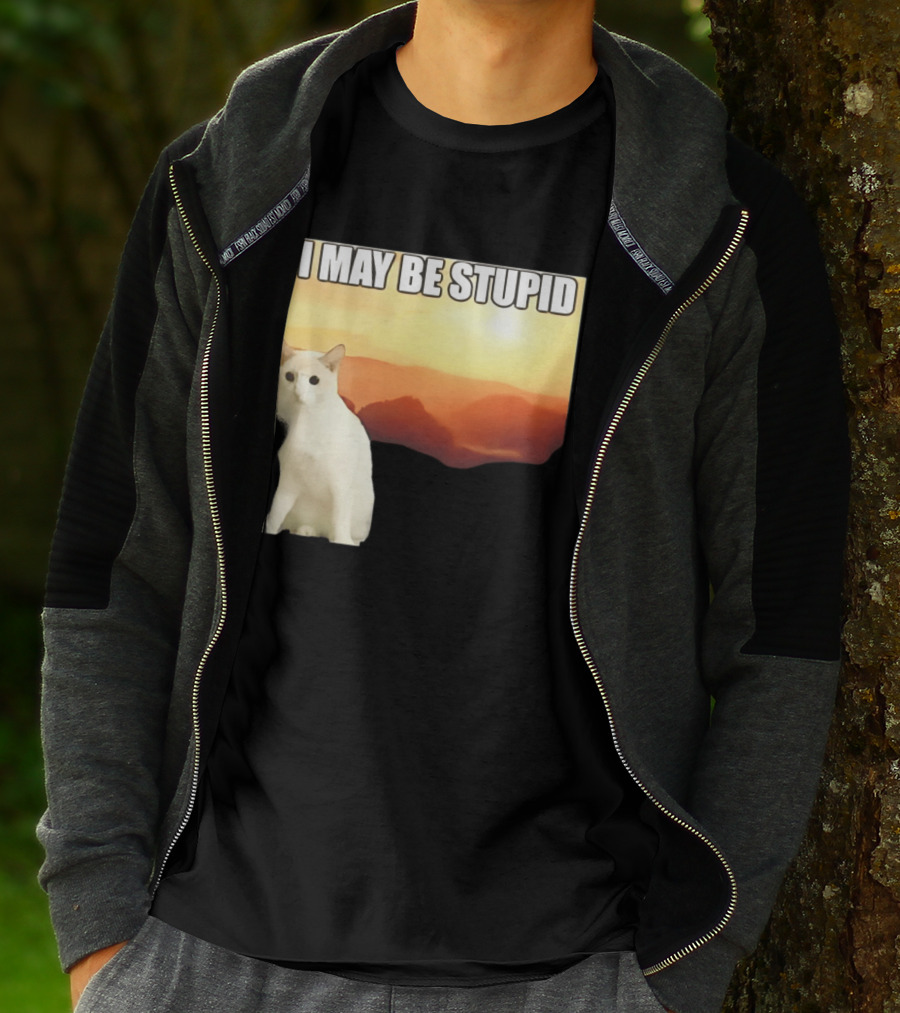 I May Be Stupid Cat With Sunrise T-Shirt