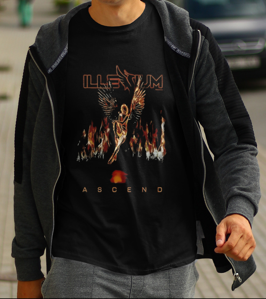 ILLENIUM Ascend Neon Phoenix Angel Wings In Flames T-Shirt