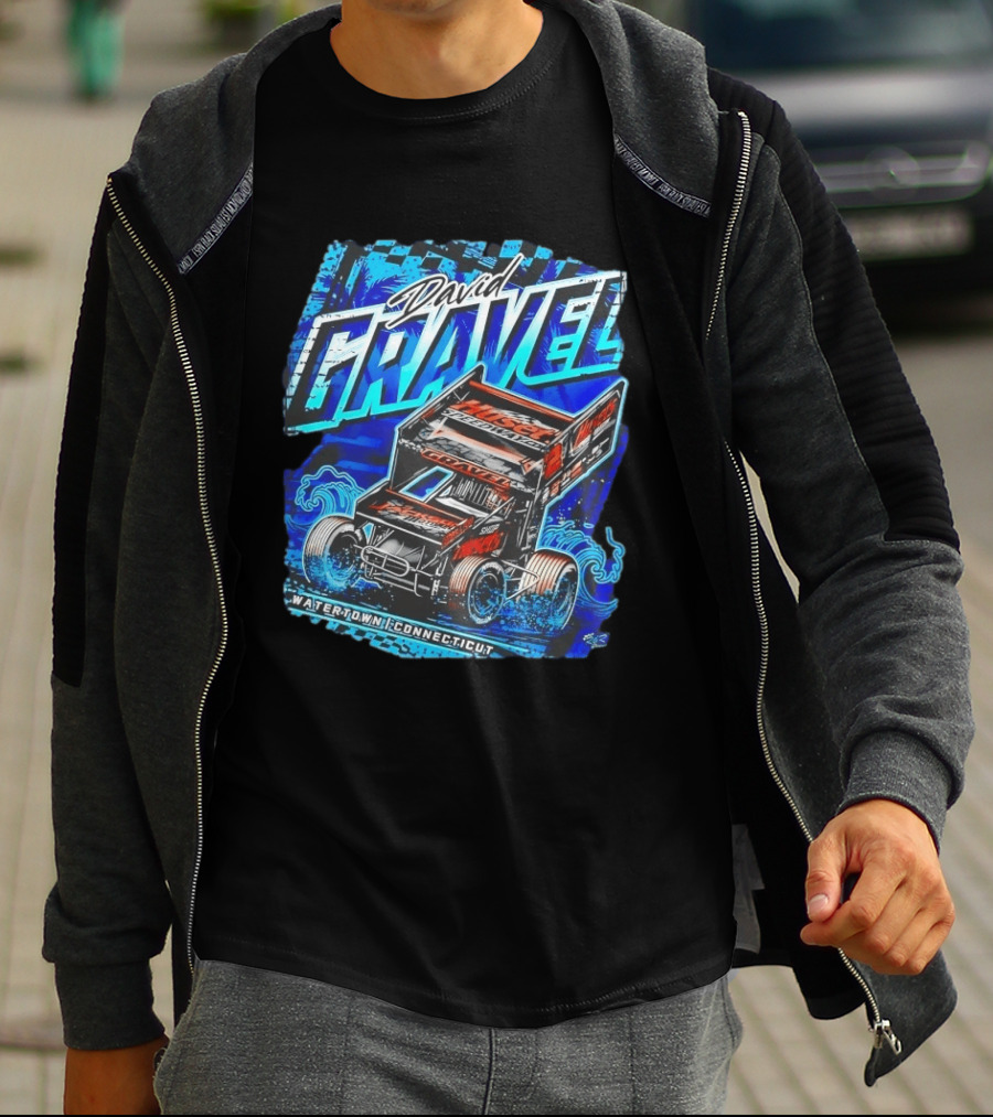 David Gravel Racing Blue Wave Watertown Connecticut Sprint Car T-Shirt
