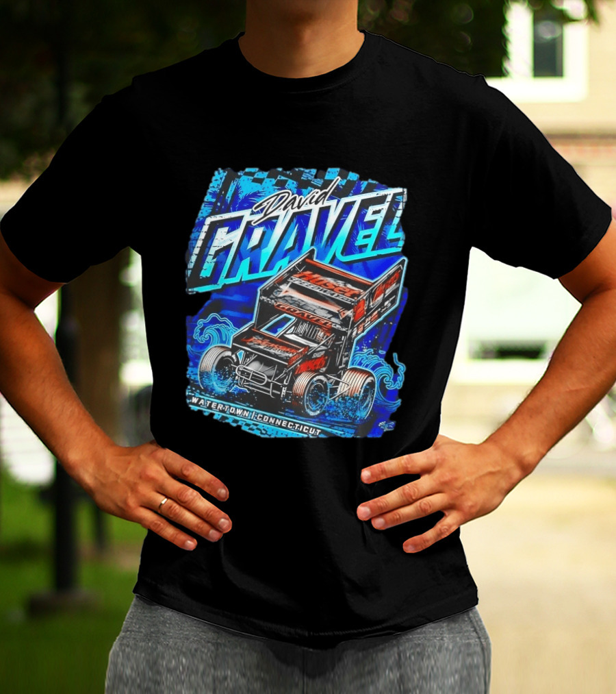 David Gravel Racing Blue Wave Watertown Connecticut Sprint Car T-Shirt