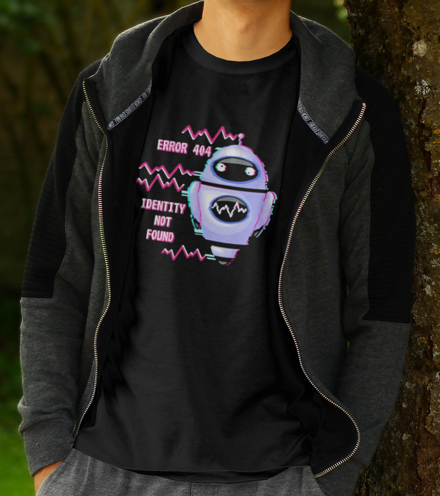 Error 404 Identity Not Found Robot Graphic With Glitch Effect T-Shirt