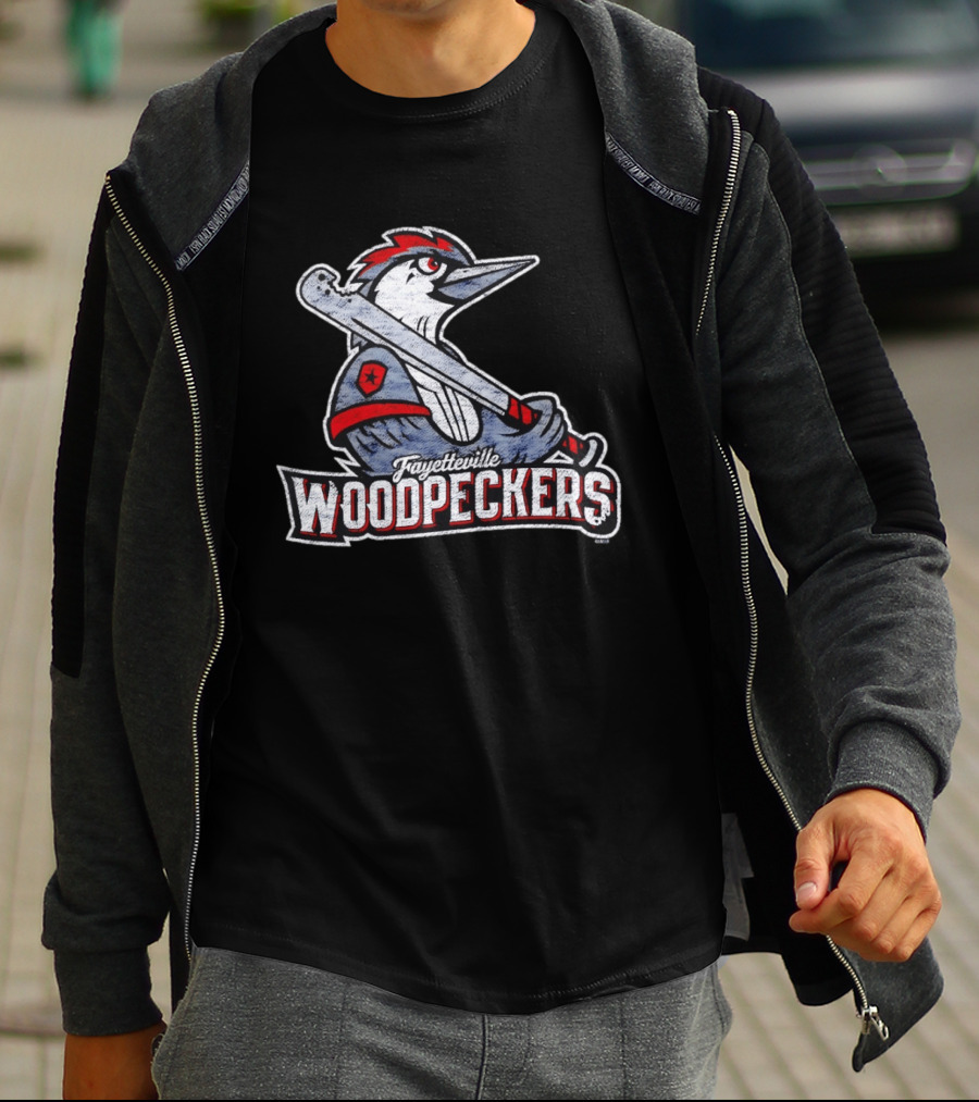 Fayetteville Woodpeckers Baseball Team Mascot Bat MLB T-Shirt