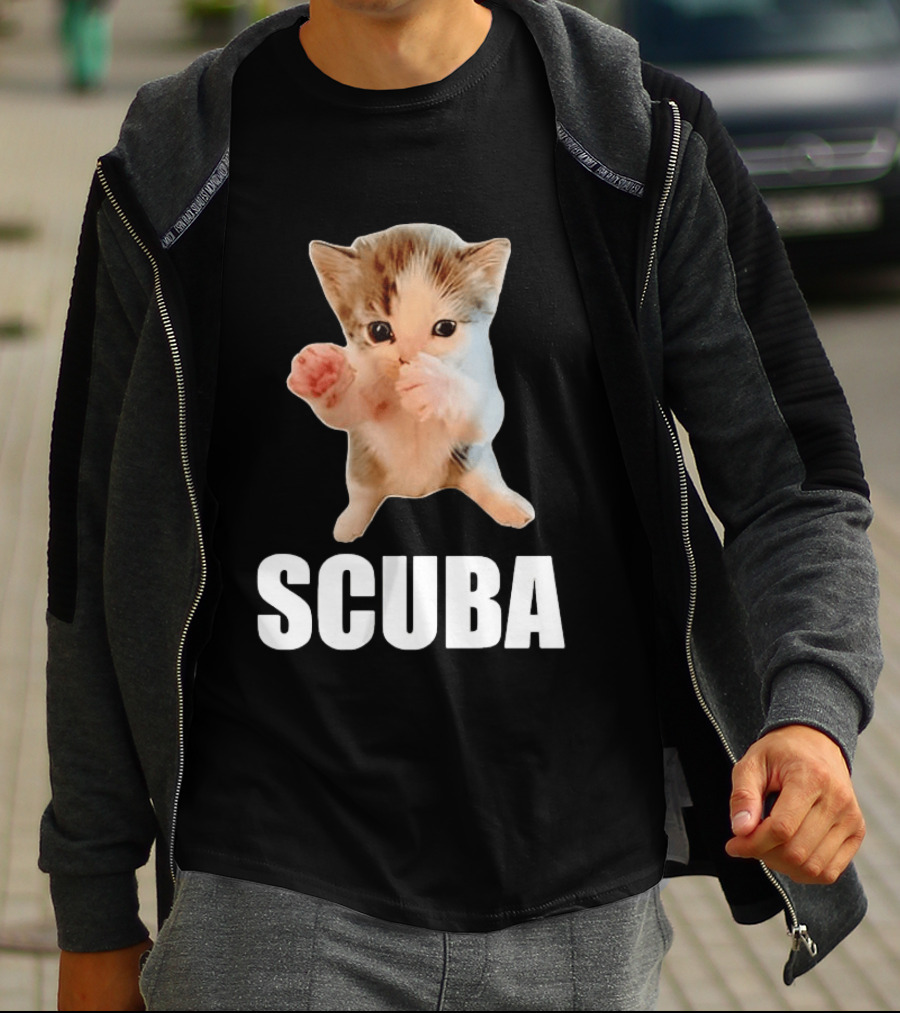 Kitten Cat Feline Pet Animal Martial Arts Scuba Meme Warrior Defender T-Shirt