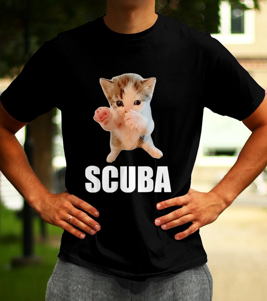 Kitten Cat Feline Pet Animal Martial Arts Scuba Meme Warrior Defender T-Shirt