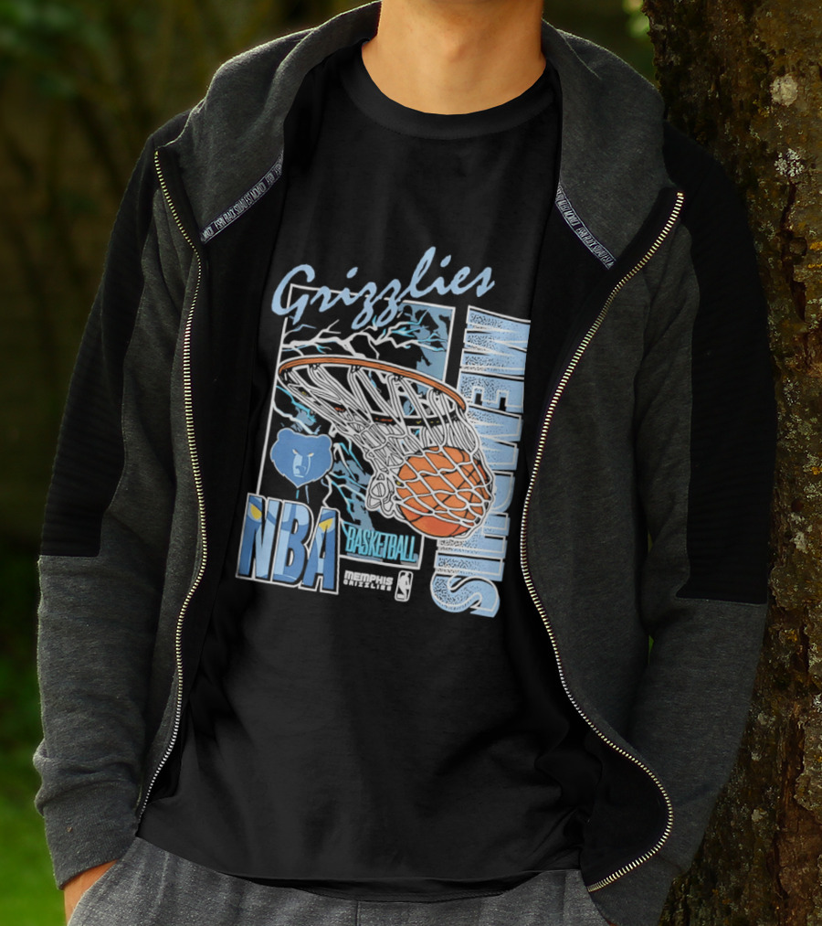 Grizzlies Memphis Basketball NBA Bear Logo And Hoop T-Shirt