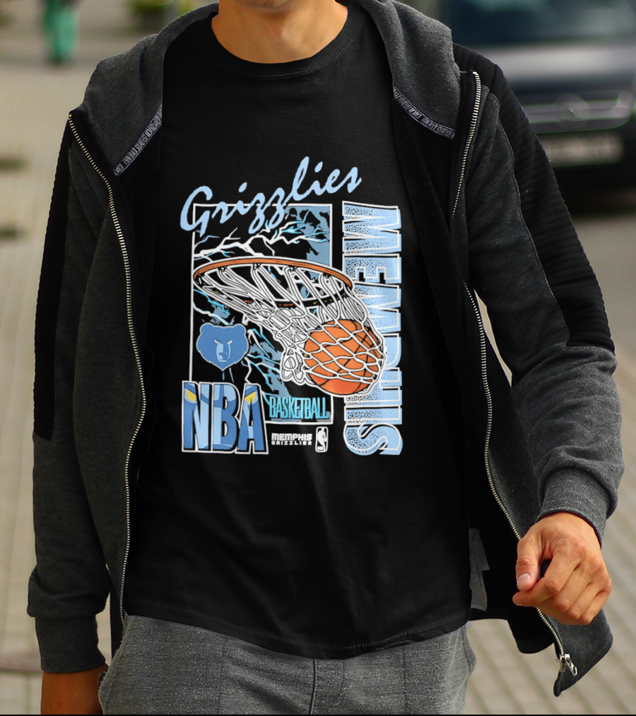 Grizzlies Memphis Basketball NBA Bear Logo And Hoop T-Shirt