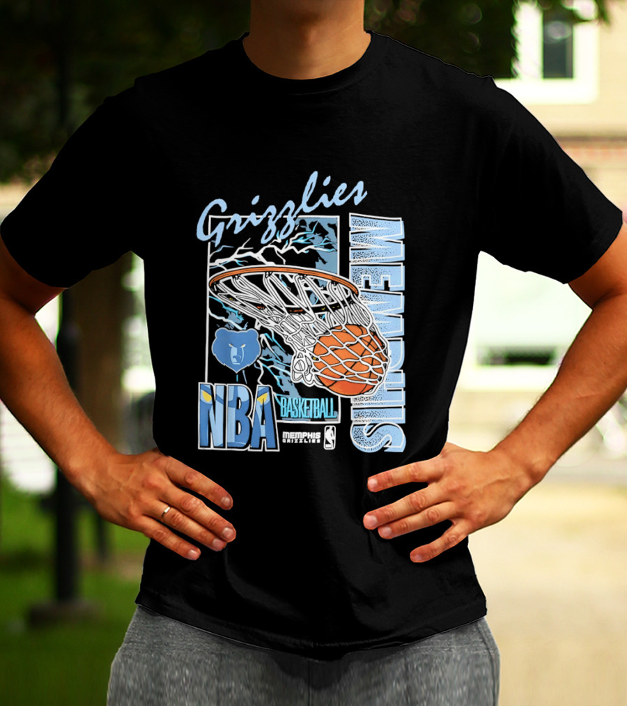 Grizzlies Memphis Basketball NBA Bear Logo And Hoop T-Shirt