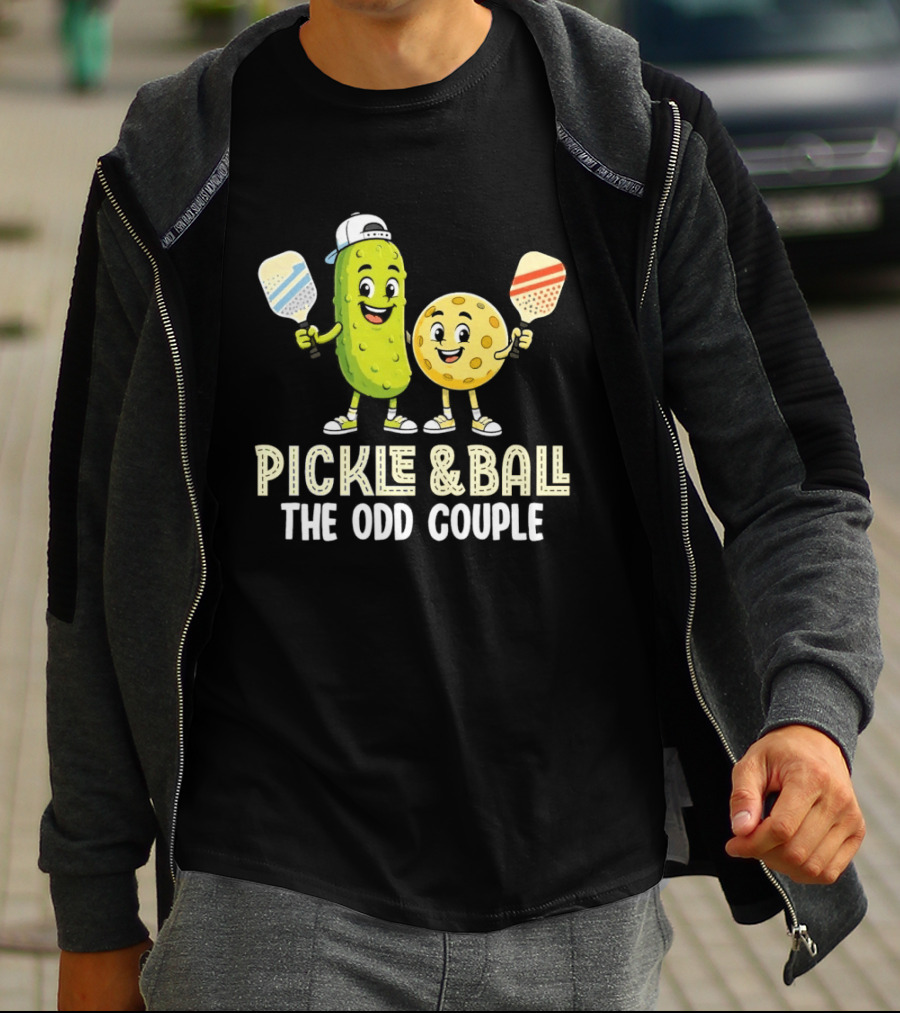 Pickleball Pickle And Ball The Odd Couple Pickle & Ball Paddle Fun T-Shirt