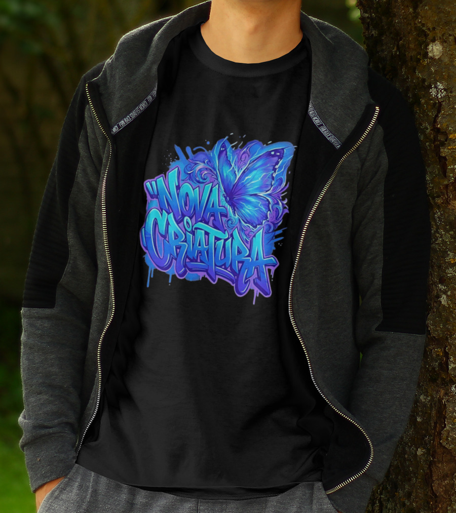 Nova Criatura Butterfly Electric Blue Street Art Aesthetic T-Shirt