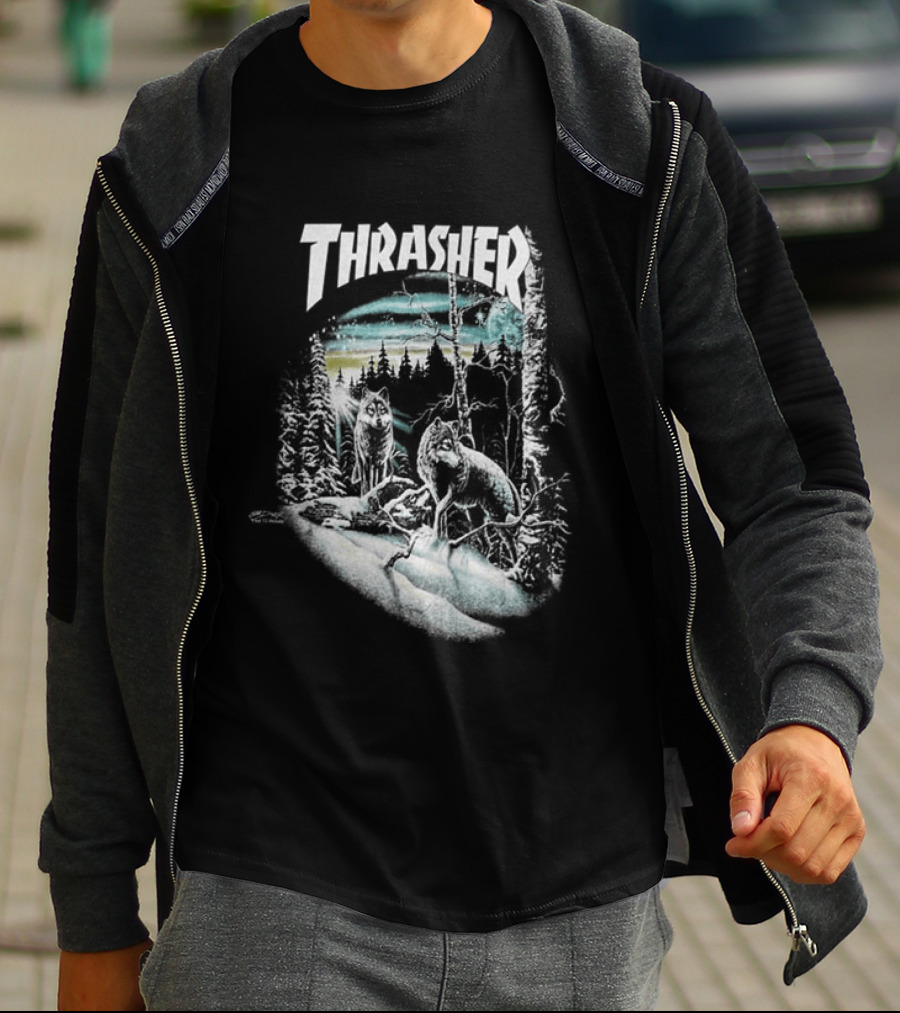 Thrasher 13 Wolves Forest Scene T-Shirt