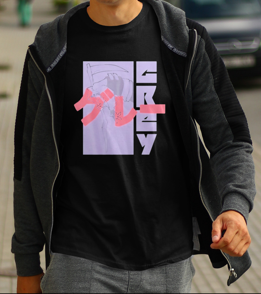 Grim Reaper Grey Japanese Kanji T-Shirt