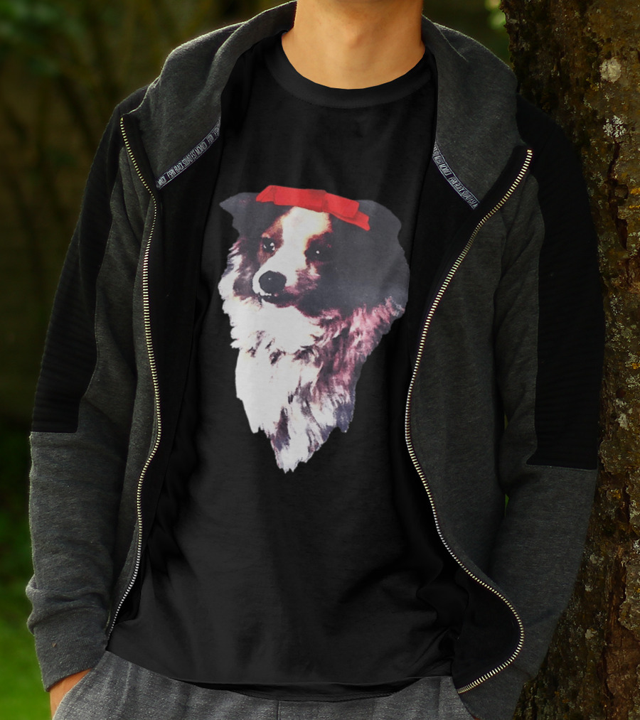 Sabrina Carpenter Collie Dog With Red Bow T-Shirt