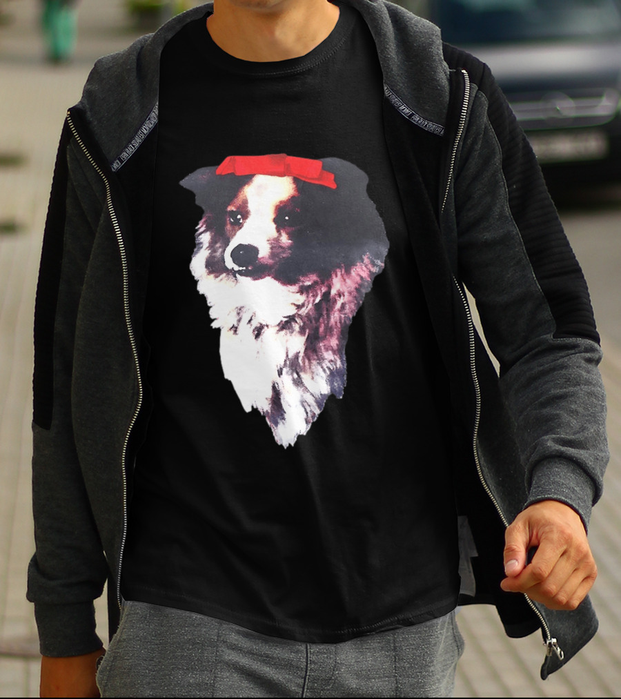 Sabrina Carpenter Collie Dog With Red Bow T-Shirt