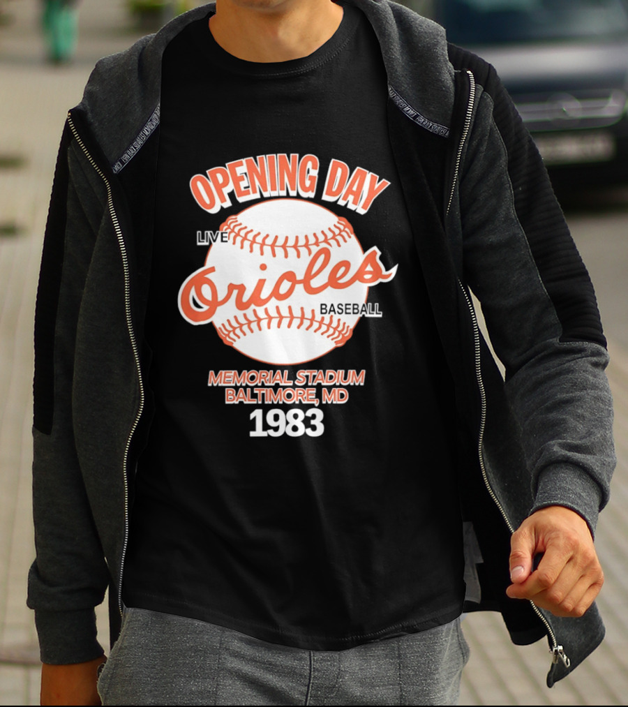 Opening Day Live Orioles Baseball Memorial Stadium Baltimore MD 1983 T-Shirt