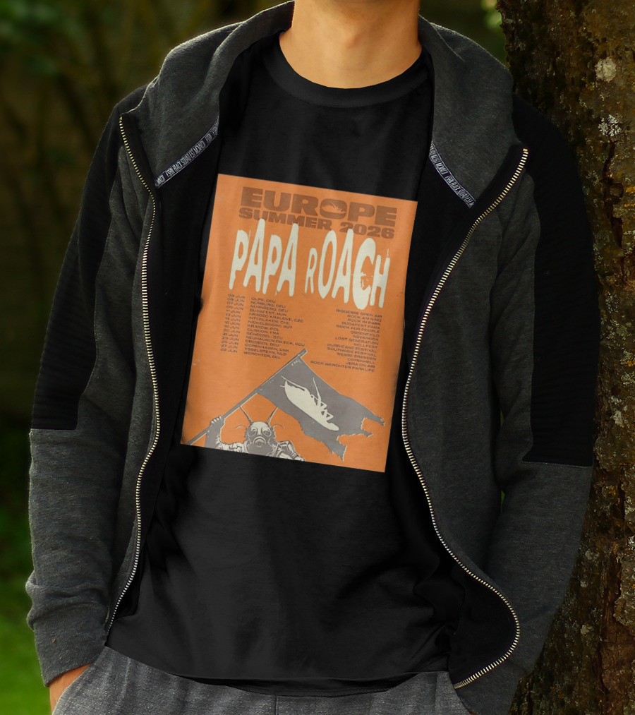 Papa Roach Europe Summer 2026 Tour Olpe Nuremberg Budapest Amsterdam Werchter Dates T-Shirt