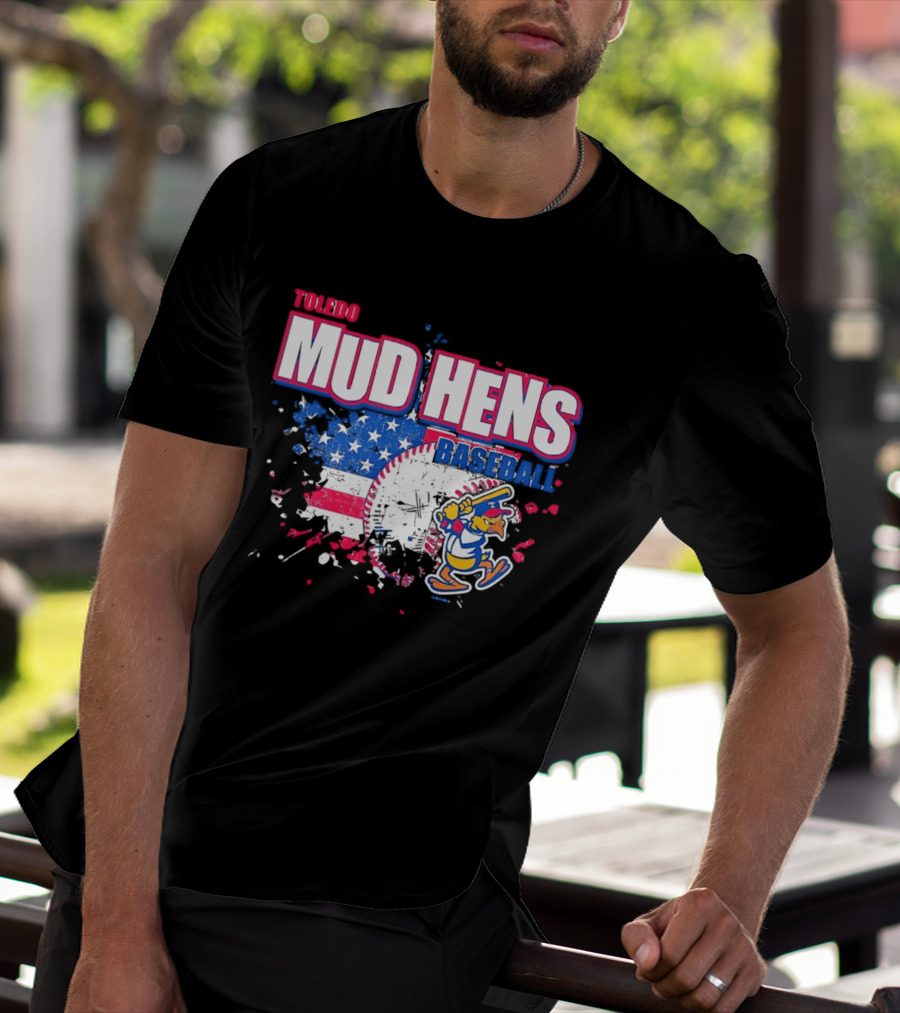 Toledo Mud Hens American Flag Splatter Baseball T-Shirt