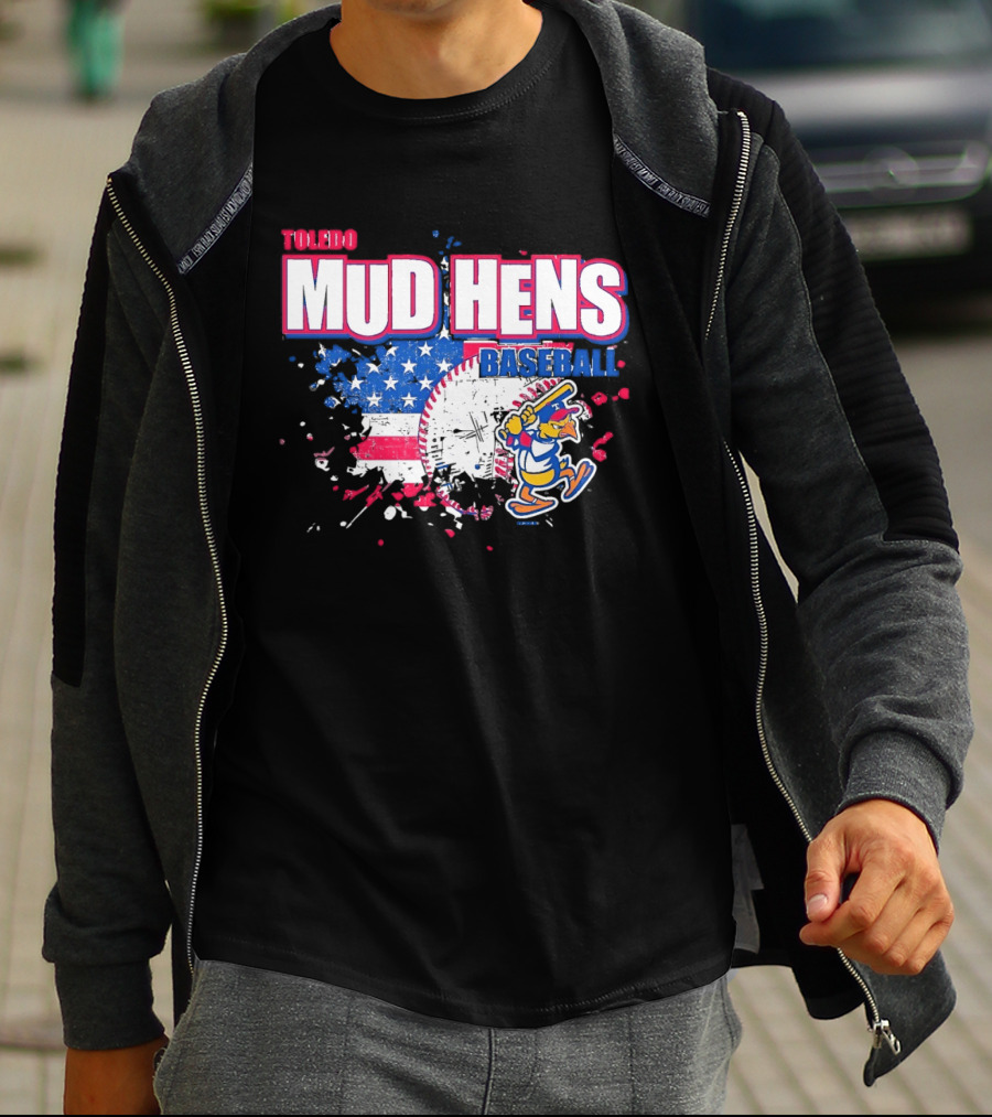 Toledo Mud Hens American Flag Splatter Baseball T-Shirt
