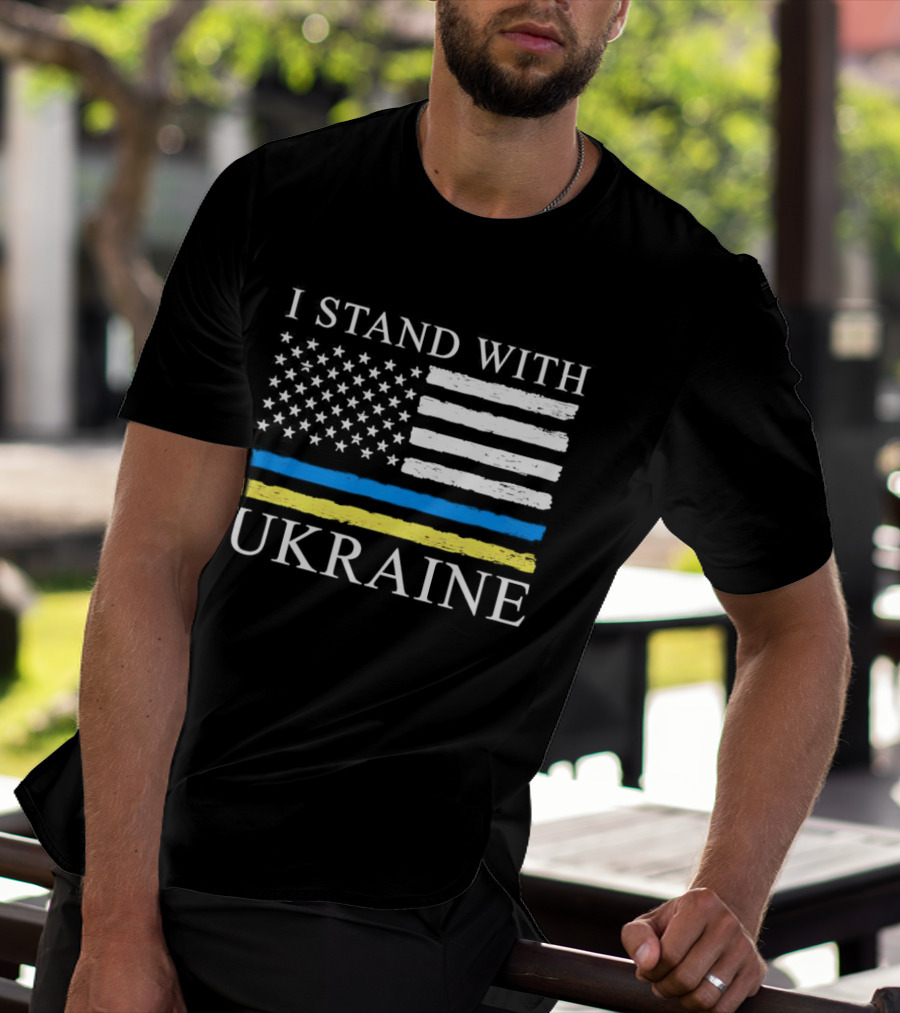 I Stand With Ukraine USA Flag Support T-Shirt