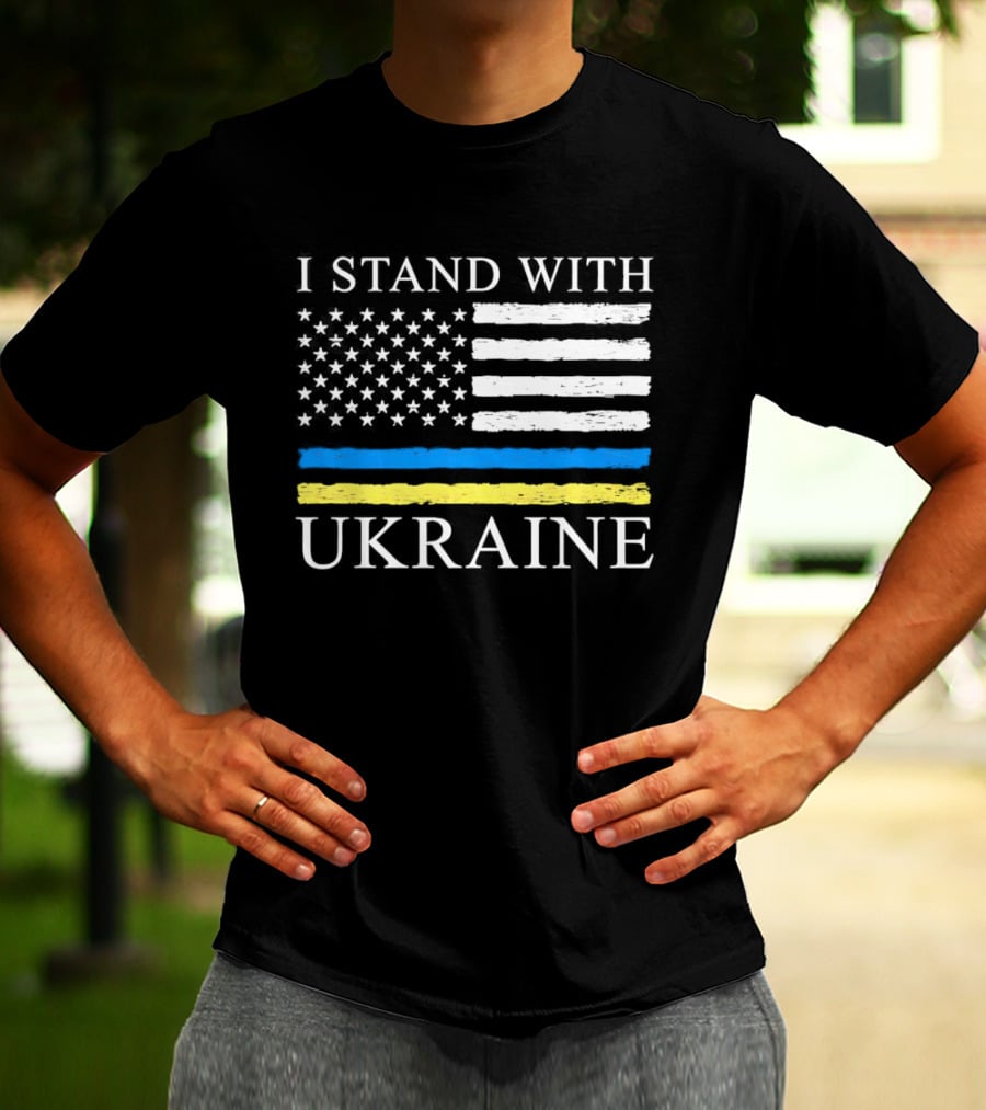 I Stand With Ukraine USA Flag Support T-Shirt