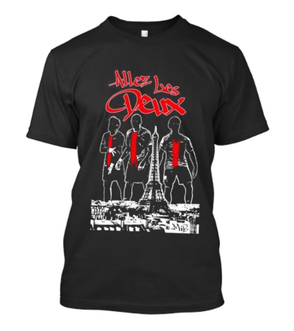 Allez Les Deux Paris Football Team Spirit Enthusiast's Red And White Players T-Shirt