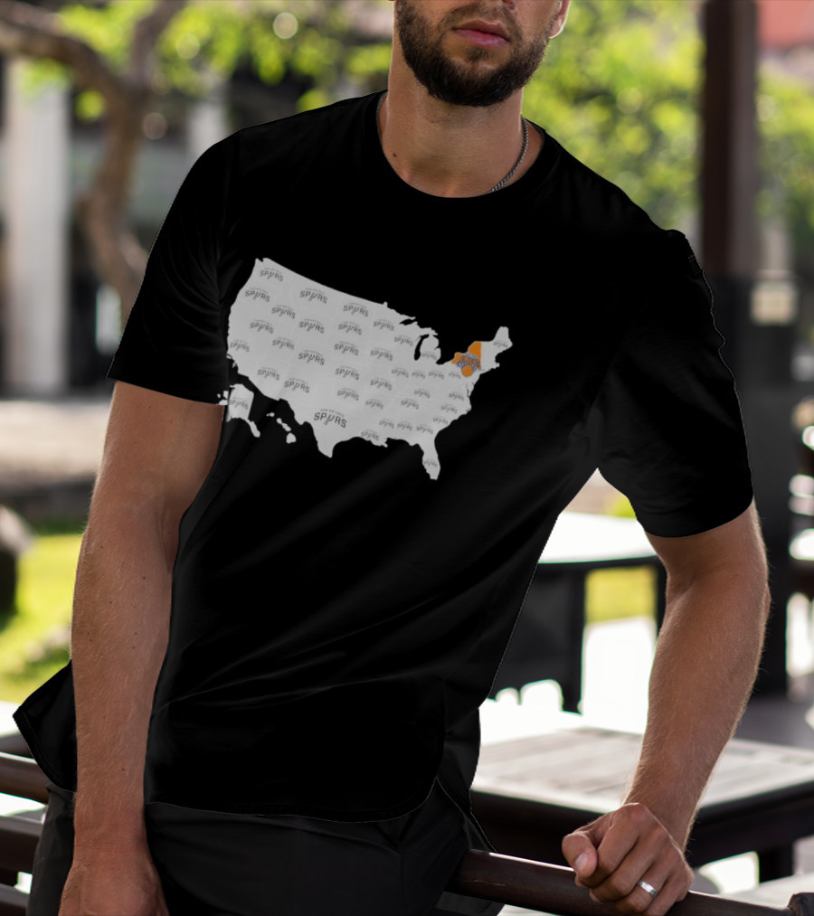 America Spurs New York Knicks US Map Basketball Team Representation T-Shirt