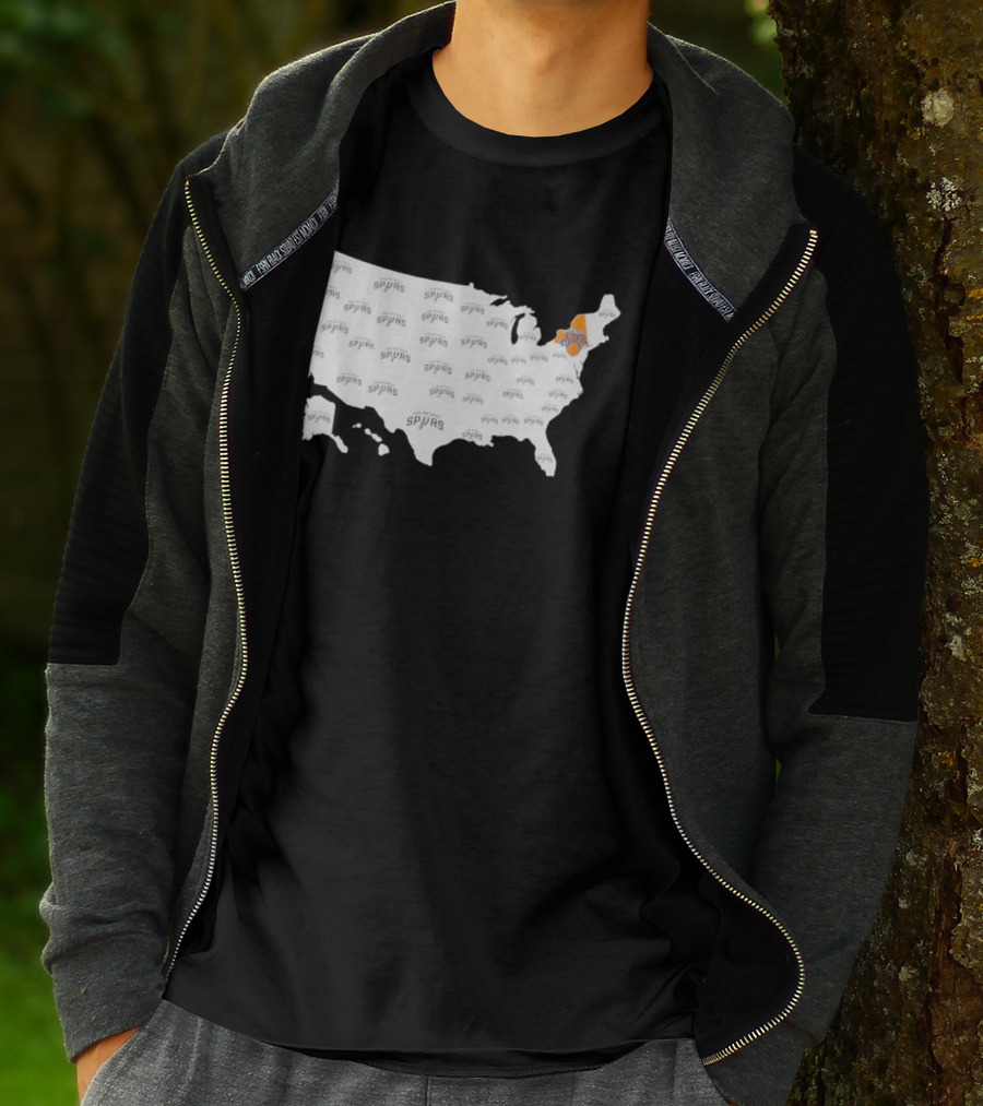 America Spurs New York Knicks US Map Basketball Team Representation T-Shirt