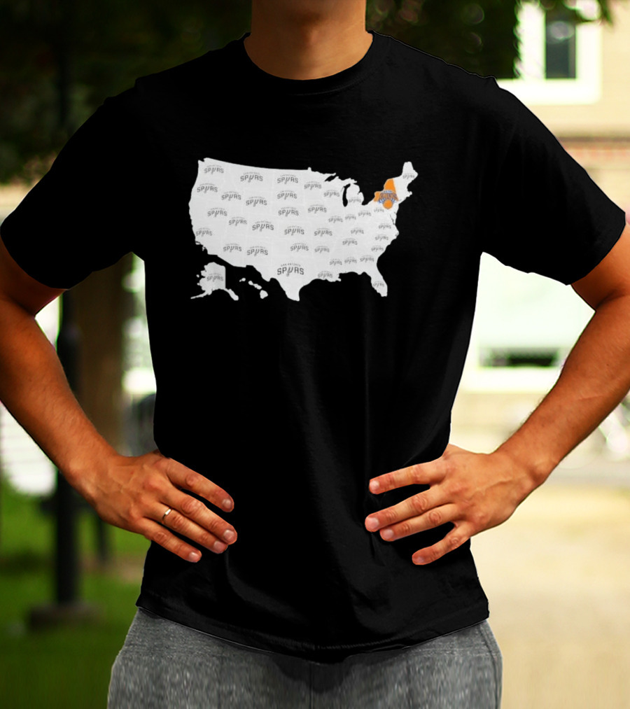 America Spurs New York Knicks US Map Basketball Team Representation T-Shirt