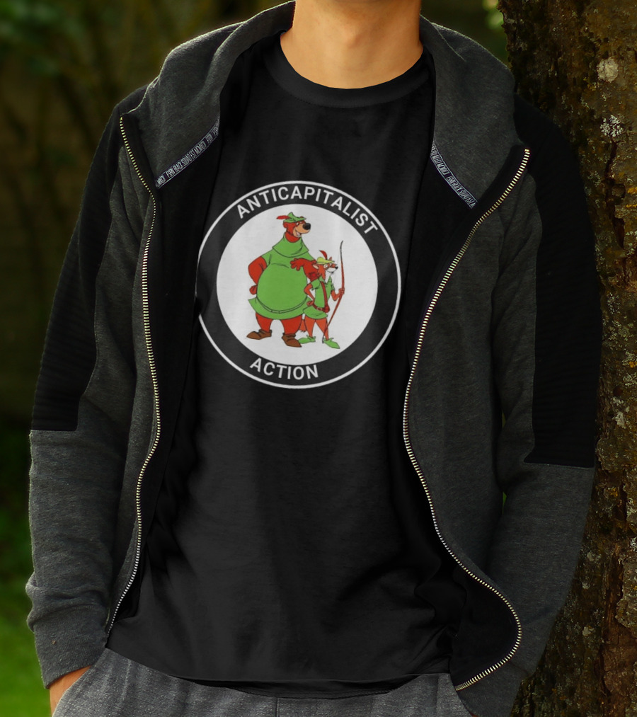 Anticapitalist Action Robin Hood Little John Circle T-Shirt