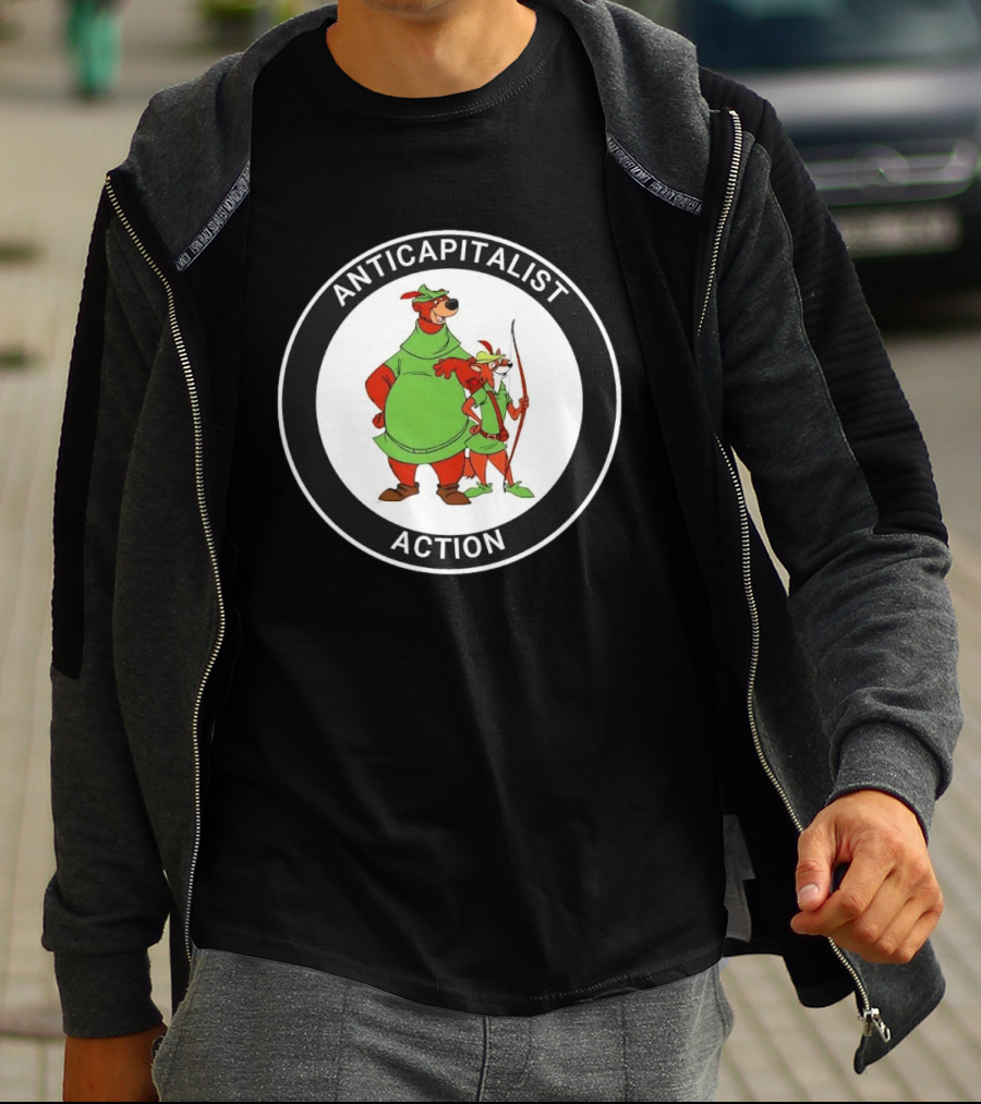 Anticapitalist Action Robin Hood Little John Circle T-Shirt