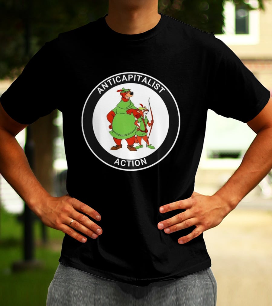 Anticapitalist Action Robin Hood Little John Circle T-Shirt