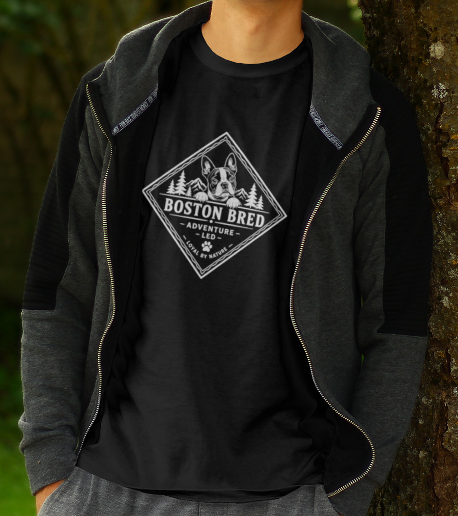 Boston Bred Adventure Led Outdoor Hiking Dog Lover T-Shirt