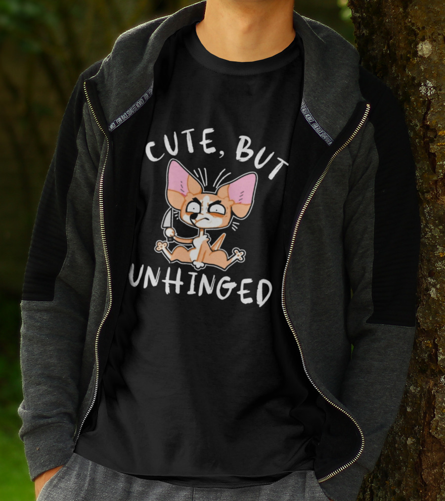 Cute But Unhinged Chihuahua Dog Cartoon Pet Humor T-Shirt