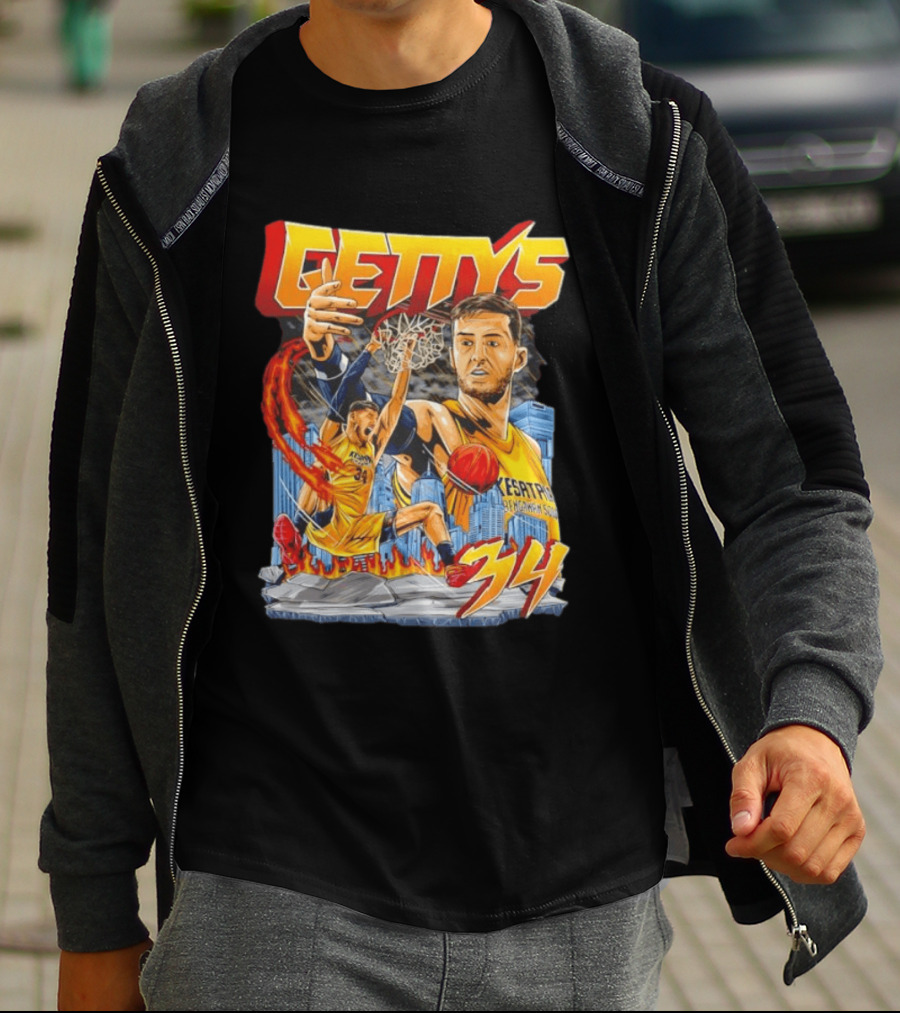 GETTYS 34 Kesatria Bengawan Solo Basketball Player Urban Slam Dunk Action T-Shirt