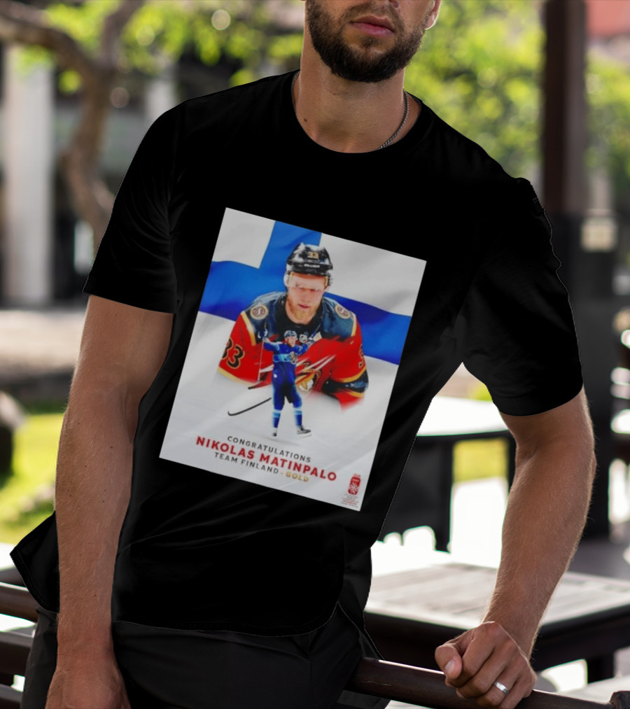 Congratulations Nikolas Matinpalo Team Finland Gold Finnish Flag Ice Hockey Celebration T-Shirt