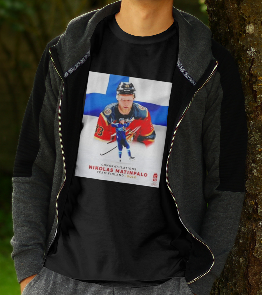 Congratulations Nikolas Matinpalo Team Finland Gold Finnish Flag Ice Hockey Celebration T-Shirt