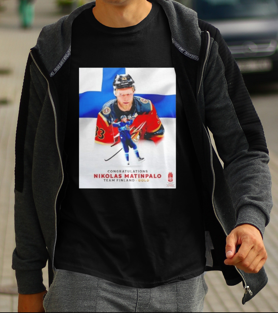 Congratulations Nikolas Matinpalo Team Finland Gold Finnish Flag Ice Hockey Celebration T-Shirt