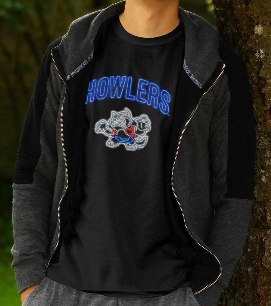 Howlers Neon Wolf Men's Animated Cartoon T-Shirt