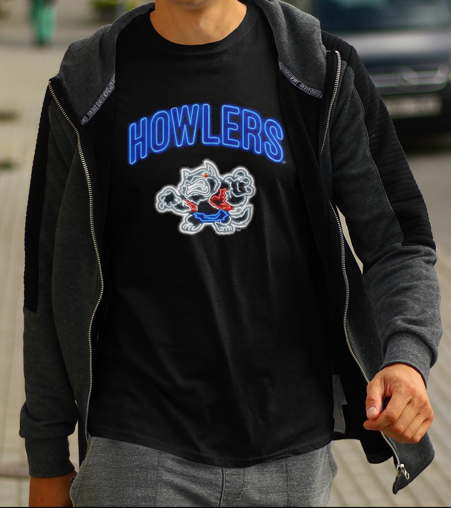 Howlers Neon Wolf Men's Animated Cartoon T-Shirt