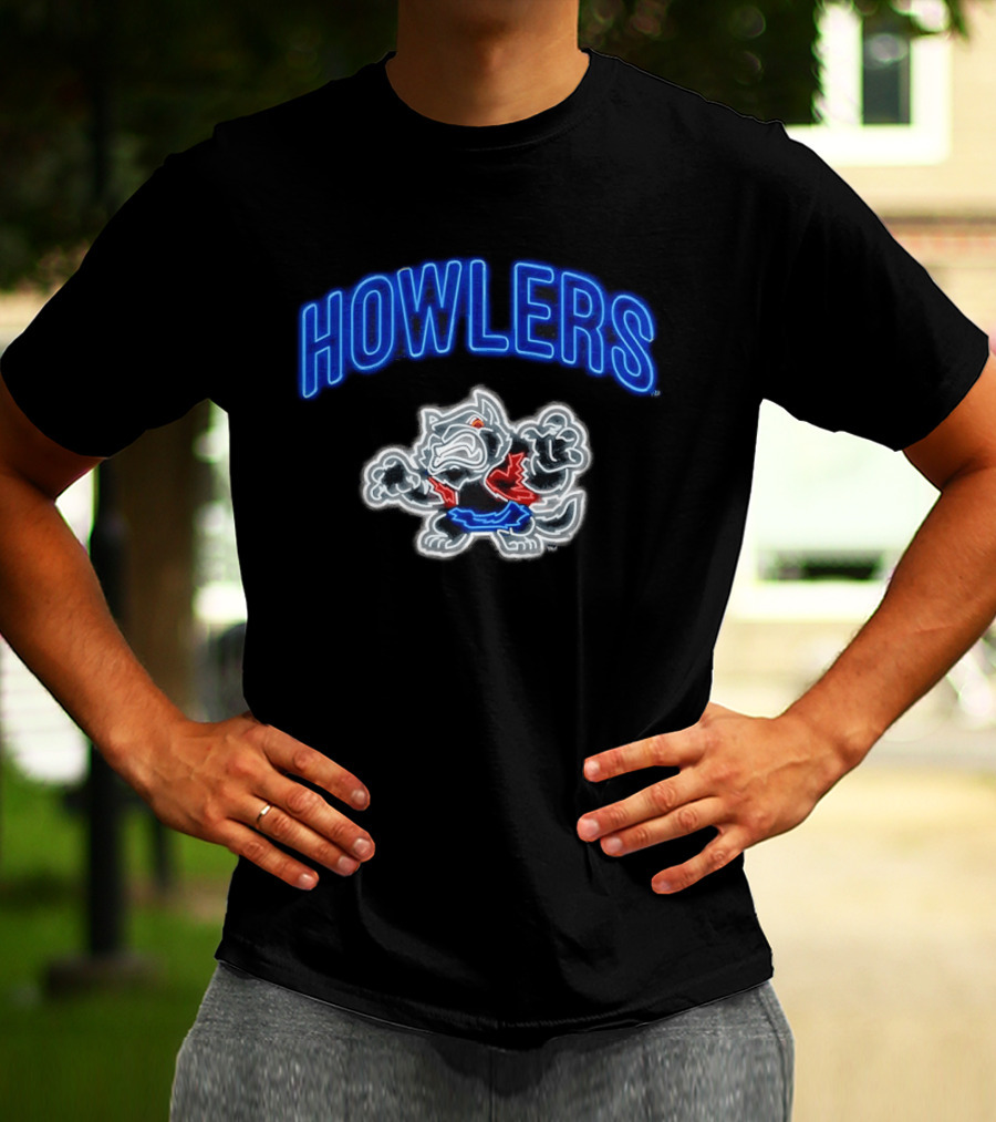 Howlers Neon Wolf Men's Animated Cartoon T-Shirt