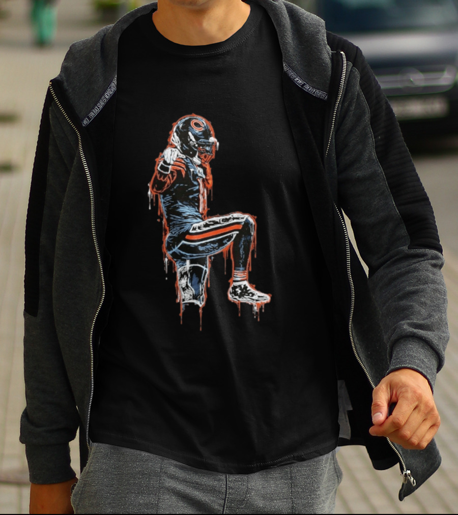 DC4L Custom Crane Stance Kneeling Football Player Streaking Drips T-Shirt