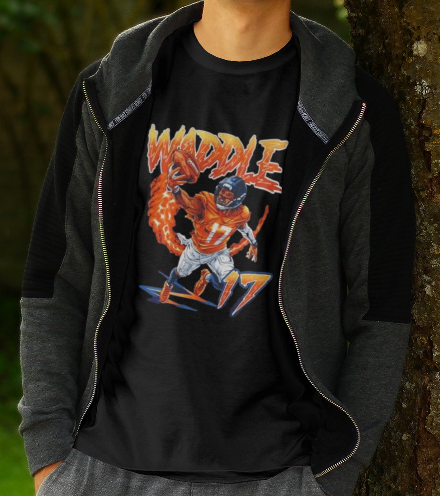 Waddle 17 Football Catch Orange And Blue Player T-Shirt