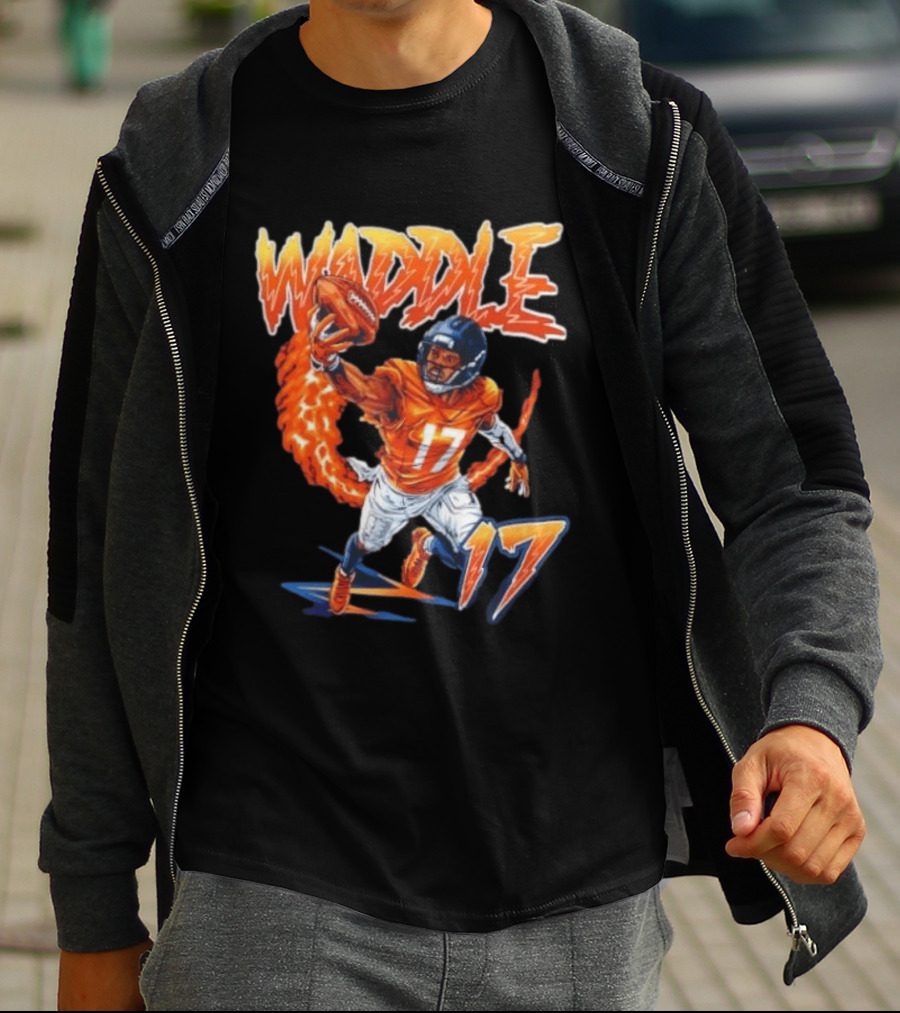 Waddle 17 Football Catch Orange And Blue Player T-Shirt
