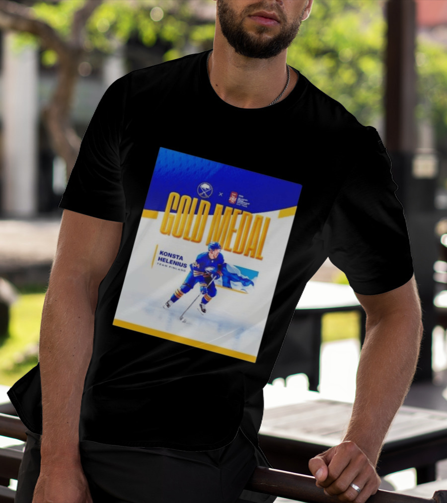 Konsta Helenius Team Finland 2023 Gold Medal Hockey T-Shirt
